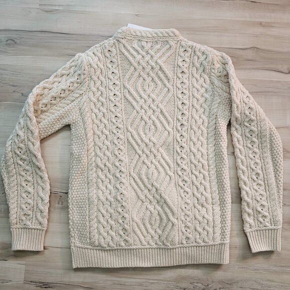 NWT Aran Mor 100% Wool Cable Knit Cream/Ivory Women's Sweater Size M - Picture 4 of 13